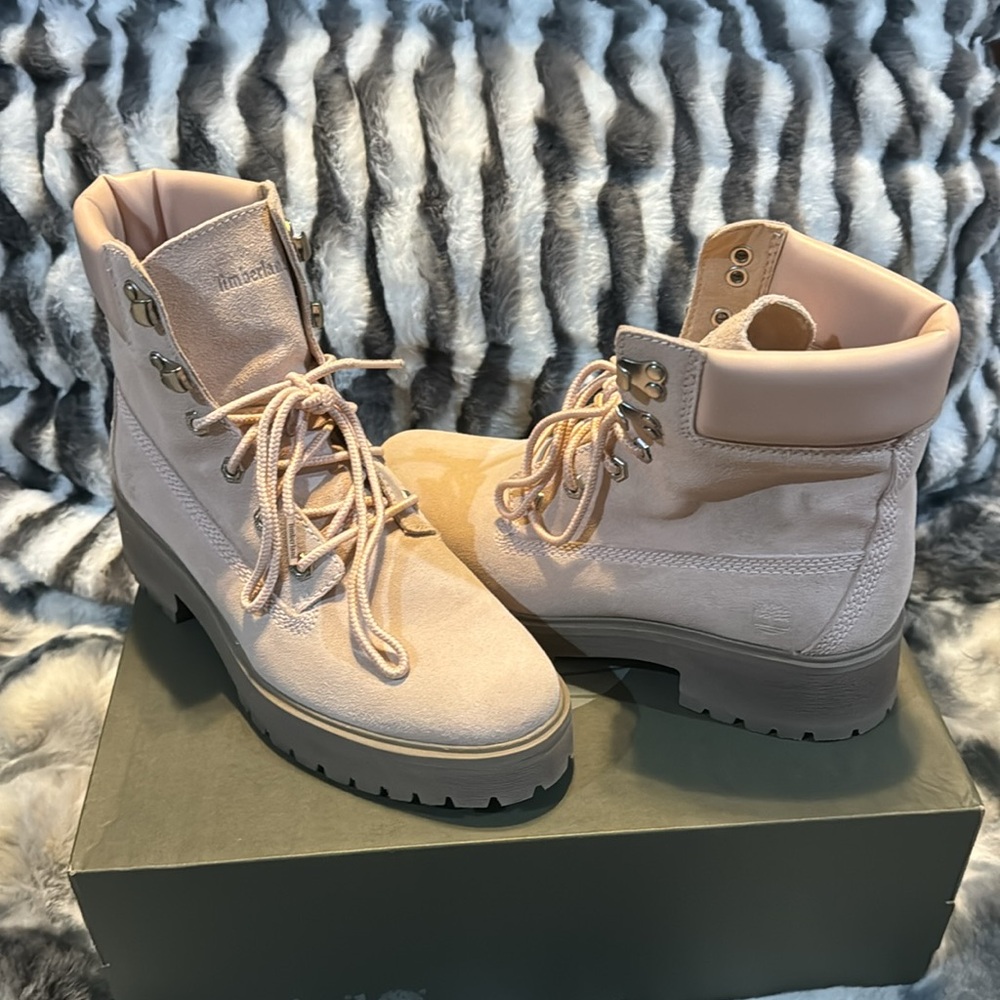 Timberland Carnaby Cool 6 Inch Light Pink Suede Boots Size 9M Worn Once - Picture 5 of 10
